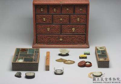 图片[3]-Carved red lacquer curio cabinet with cloud-and-dragon decoration (109 items, including wood chest), Jiajing reign (1522-1566), Ming dynasty-China Archive